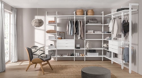 open wardrobe with shelves